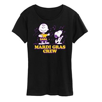 Women's Peanuts Mardi Gras Crew Graphic Tee