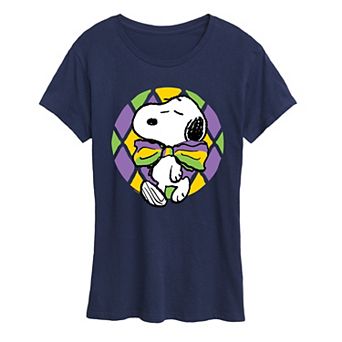 Women's Peanuts Snoopy Mardi Gras Party Graphic Tee