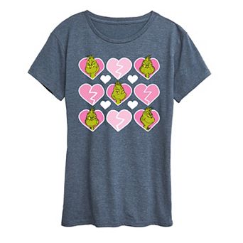 Women's Grinch Broken Heart Grid Graphic Tee