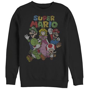Men's Super Mario Distressed Group Photo Fleece Sweatshirt