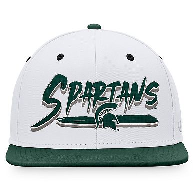 Men's Top of the World White/Green Michigan State Spartans Sea Snapback Hat