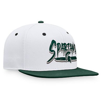 Men's Top of the World White/Green Michigan State Spartans Sea Snapback Hat