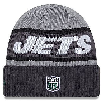 Men's New Era Gray New York Jets 2023 Sideline Tech Cuffed Knit Hat