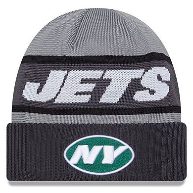 Men's New Era Gray New York Jets 2023 Sideline Tech Cuffed Knit Hat