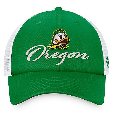 Women's Top of the World Green/White Oregon Ducks Charm Trucker Adjustable Hat