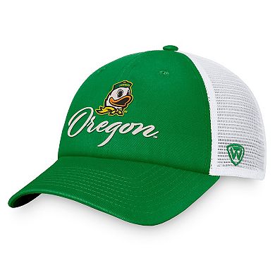 Women's Top of the World Green/White Oregon Ducks Charm Trucker Adjustable Hat