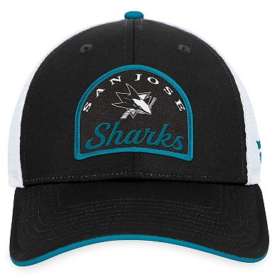 Men's Fanatics Branded Black/White San Jose Sharks Fundamental Adjustable Hat