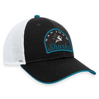 Men's Fanatics Branded Black/White San Jose Sharks Fundamental Adjustable Hat