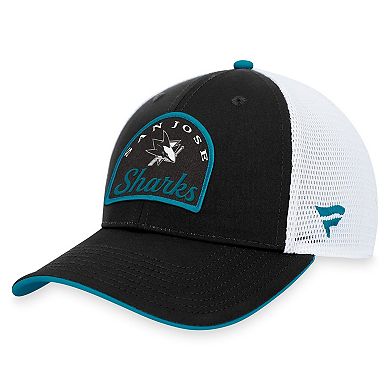 Men's Fanatics Branded Black/White San Jose Sharks Fundamental Adjustable Hat