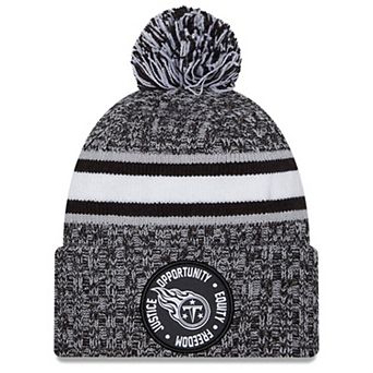 Men's New Era Heather Black Tennessee Titans 2023 Inspire Change Cuffed Knit Hat With Pom