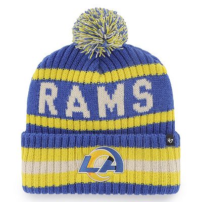 Men s 47 Royal Los Angeles Rams Bering Cuffed Knit Hat with Pom
