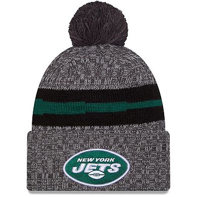 Men's New Era Gray New York Jets 2023 Sideline Sport Cuffed Pom Knit Hat
