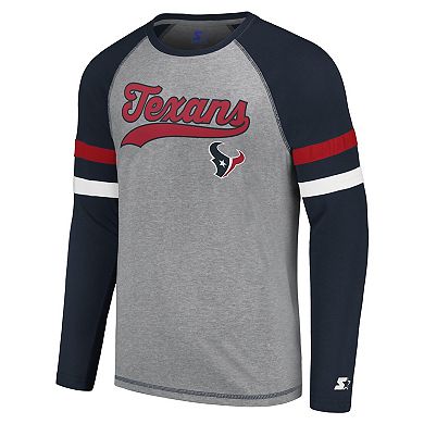 Men's Starter Gray/Navy Houston Texans Kickoff Raglan Long Sleeve T-Shirt