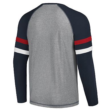 Men's Starter Gray/Navy Houston Texans Kickoff Raglan Long Sleeve T-Shirt