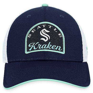 Men's Fanatics Branded Deep Sea Blue/White Seattle Kraken Fundamental Adjustable Hat