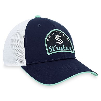 Men's Fanatics Branded Deep Sea Blue/White Seattle Kraken Fundamental Adjustable Hat