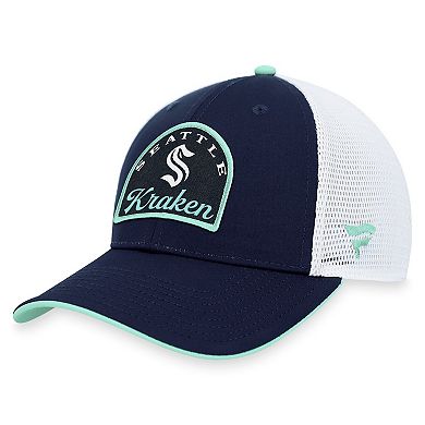 Men's Fanatics Branded Deep Sea Blue/White Seattle Kraken Fundamental Adjustable Hat