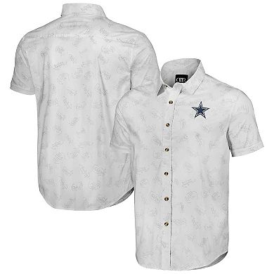 Men's NFL x Darius Rucker Collection by Fanatics White Dallas Cowboys Woven Short Sleeve Button Up Shirt