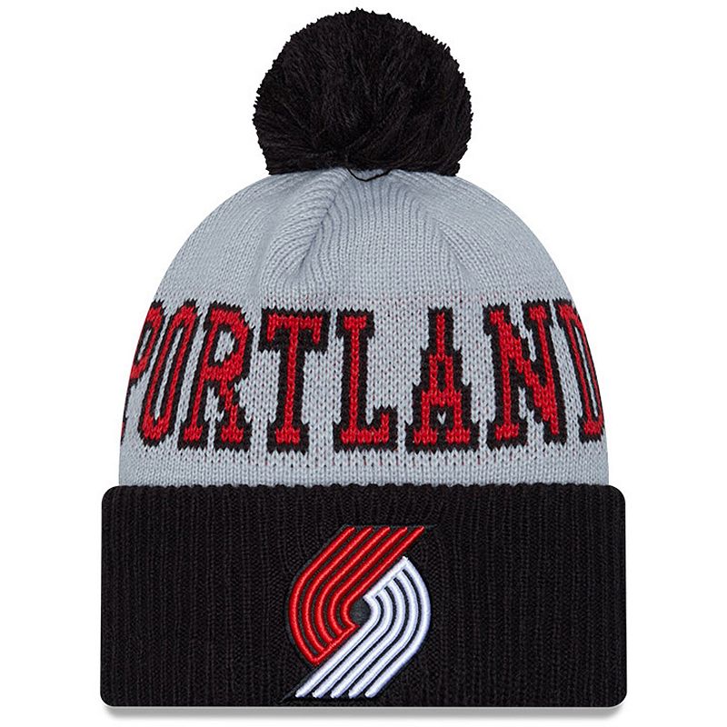 UPC 197371022356 product image for Men's New Era Black/Gray Portland Trail Blazers Tip-Off Two-Tone Cuffed Knit Hat | upcitemdb.com
