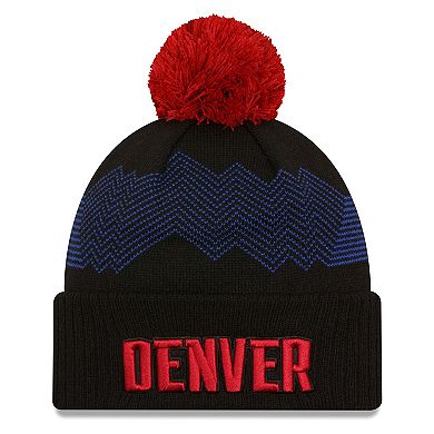 Men's New Era  Black Denver Nuggets 2023/24 City Edition Cuffed Pom Knit Hat