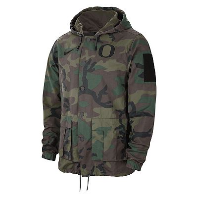 Men s Nike Camo Oregon Ducks Military Pack Lightweight Full Snap Hooded Jacket