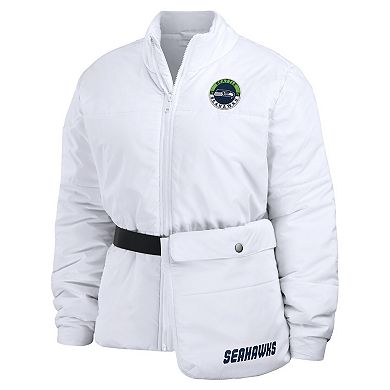 Women's WEAR by Erin Andrews White Seattle Seahawks Packaway Full-Zip Puffer Jacket