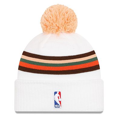 Men's New Era  White San Antonio Spurs 2023/24 City Edition Cuffed Pom Knit Hat