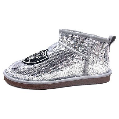 Women's Cuce Silver Las Vegas Raiders Sequin Ankle Boots