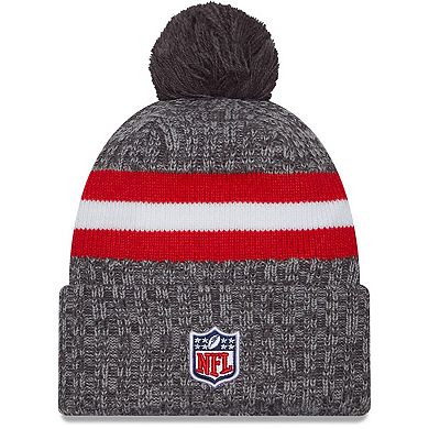 Men's New Era Gray New England Patriots 2023 Sideline Sport Cuffed Pom Knit Hat