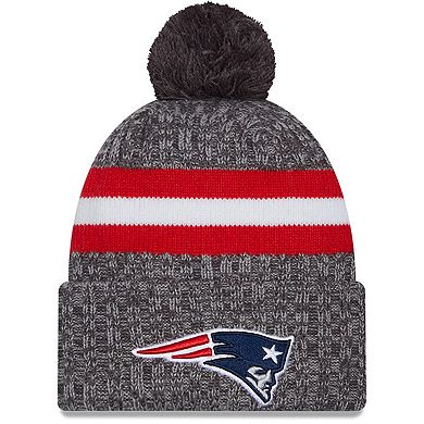 Men's New Era  Gray New England Patriots 2023 Sideline Sport Cuffed Pom Knit Hat