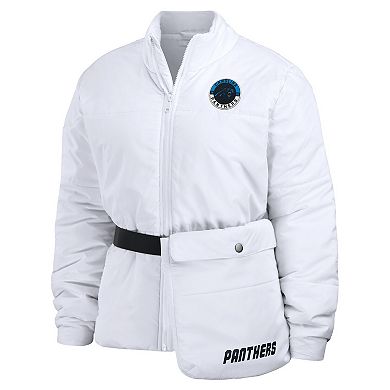 Women's WEAR by Erin Andrews  White Carolina Panthers Packaway Full-Zip Puffer Jacket