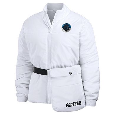 Women's WEAR by Erin Andrews White Carolina Panthers Packaway Full-Zip Puffer Jacket