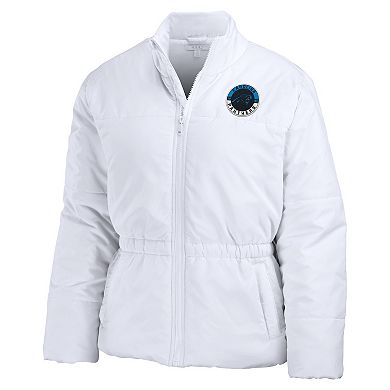 Women's WEAR by Erin Andrews White Carolina Panthers Packaway Full-Zip Puffer Jacket