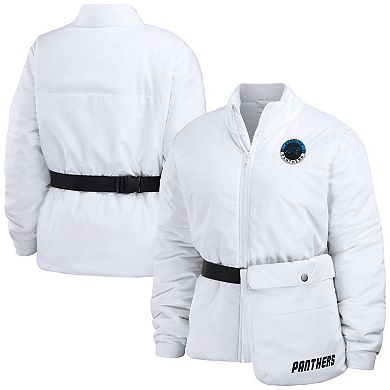 Women's WEAR by Erin Andrews White Carolina Panthers Packaway Full-Zip Puffer Jacket