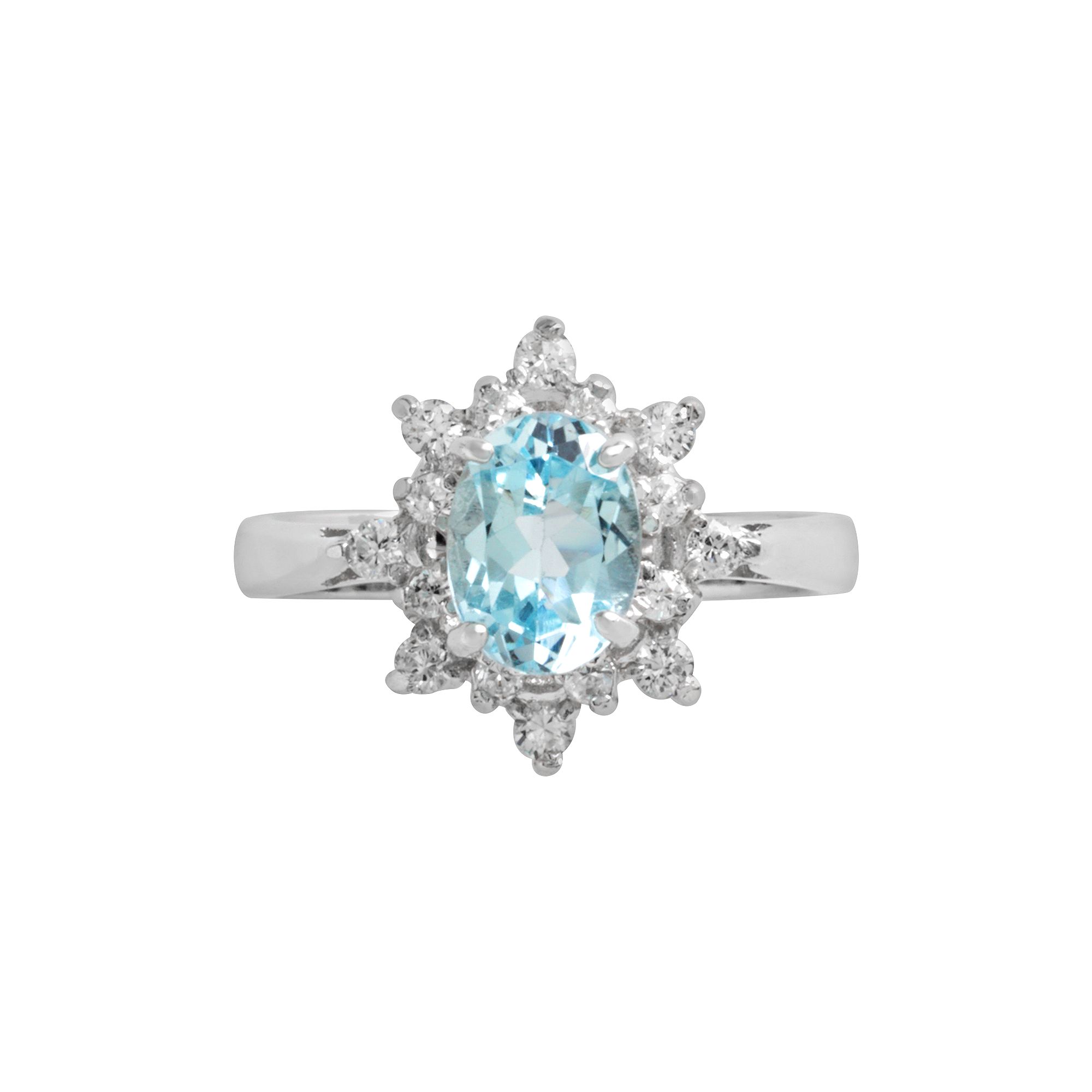Traditions Jewelry Company Sterling Silver Blue Topaz & Cubic Zirconia Flor
