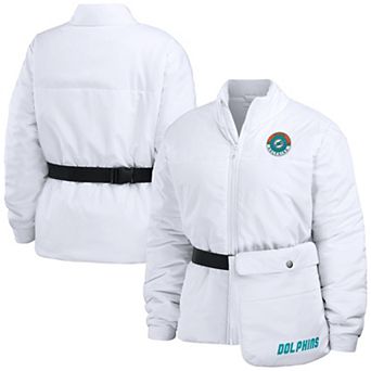 Women's WEAR by Erin Andrews White Miami Dolphins Packaway Full-Zip Puffer Jacket