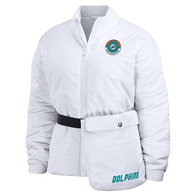 Women's WEAR by Erin Andrews White Miami Dolphins Packaway Full-Zip Puffer Jacket