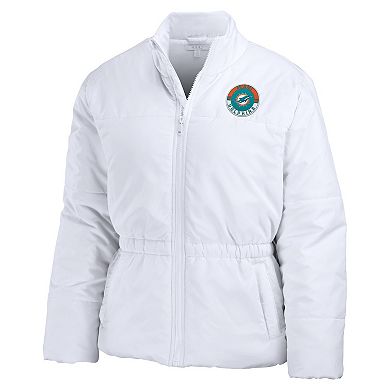 Women's WEAR by Erin Andrews White Miami Dolphins Packaway Full-Zip Puffer Jacket