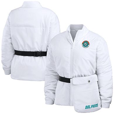 Women's WEAR by Erin Andrews White Miami Dolphins Packaway Full-Zip Puffer Jacket