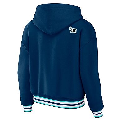Women's WEAR by Erin Andrews Blue Seattle Kraken Lace-Up Pullover Hoodie