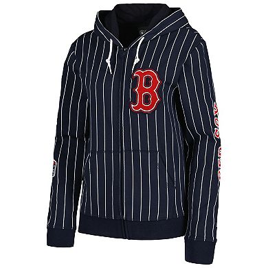 Women's New Era Navy Boston Red Sox Pinstripe Tri-Blend Full-Zip Jacket