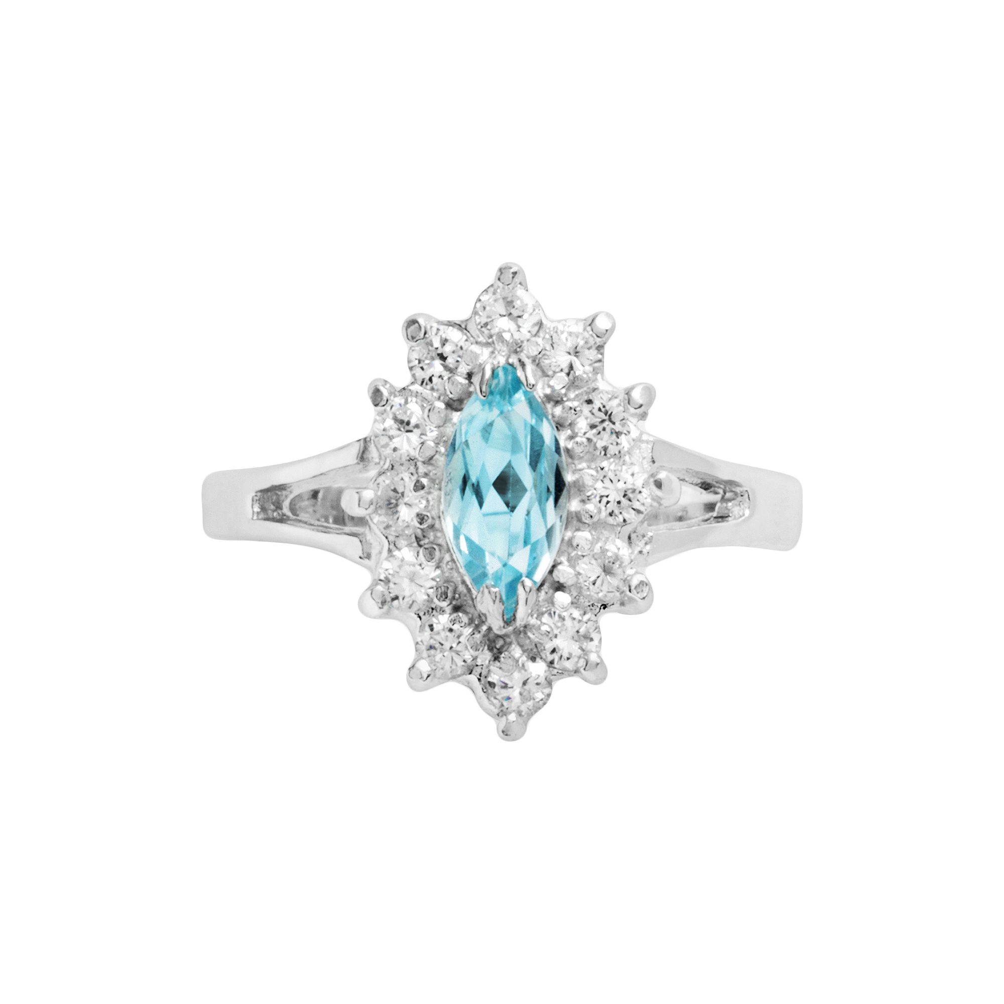 Traditions Jewelry Company Sterling Silver Blue Topaz Floral Ring, Womens,