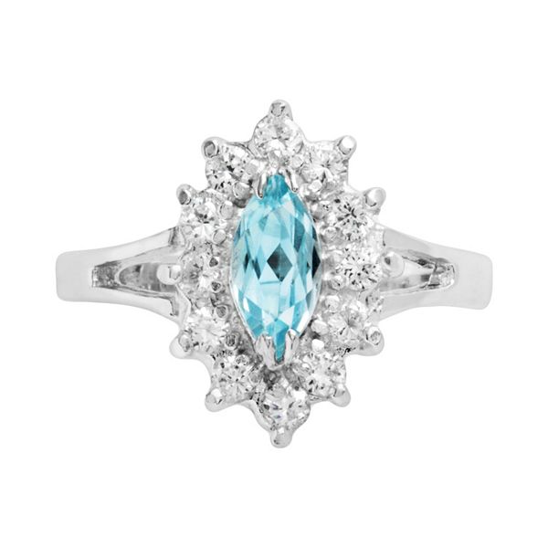 Traditions Jewelry Company Sterling Silver Blue Topaz Floral Ring