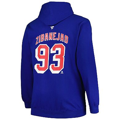 Men's Profile Mika Zibanejad Blue New York Rangers Big & Tall Name & Number Pullover Hoodie