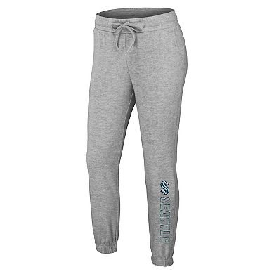 Women's WEAR by Erin Andrews Heather Gray Seattle Kraken Knit Long Sleeve Tri-Blend T-Shirt & Pants Sleep Set