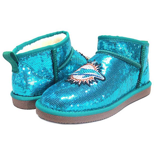 Women s Cuce Aqua Miami Dolphins Sequin Ankle Boots