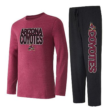 Men's Concepts Sport Black/Garnet Arizona Coyotes Meter Long Sleeve T-Shirt & Pants Sleep Set