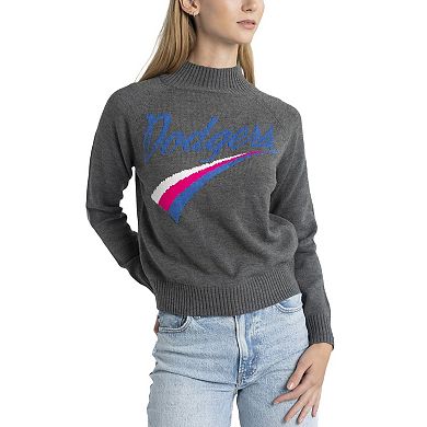 Women's Lusso Gray Los Angeles Dodgers Serena Raglan Pullover Sweater