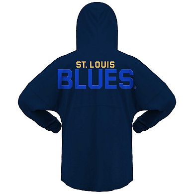 Women's Fanatics Branded Navy St. Louis Blues Jersey Lace-Up V-Neck Long Sleeve Hoodie T-Shirt