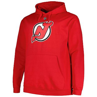 Men's Profile Jack Hughes Red New Jersey Devils Big & Tall Name & Number Pullover Hoodie